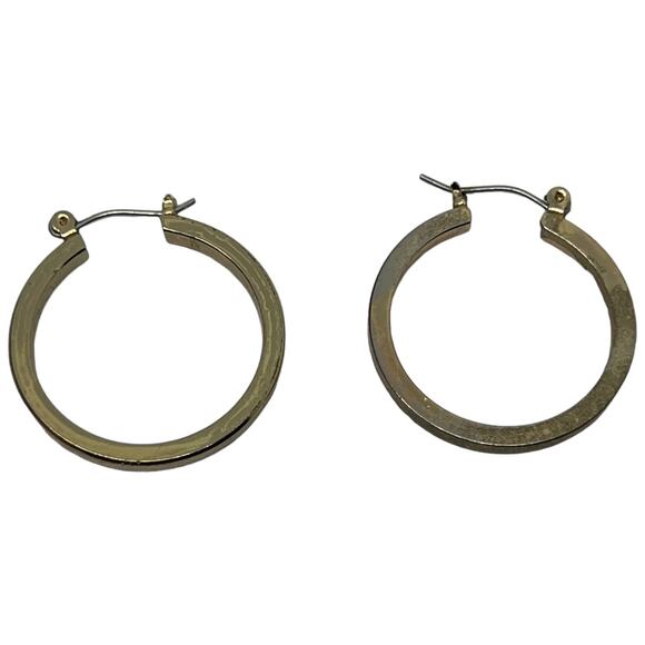 Elegant Light Gold Hoop Earrings – Classic Style, 1" x 1" - Picture 2 of 7